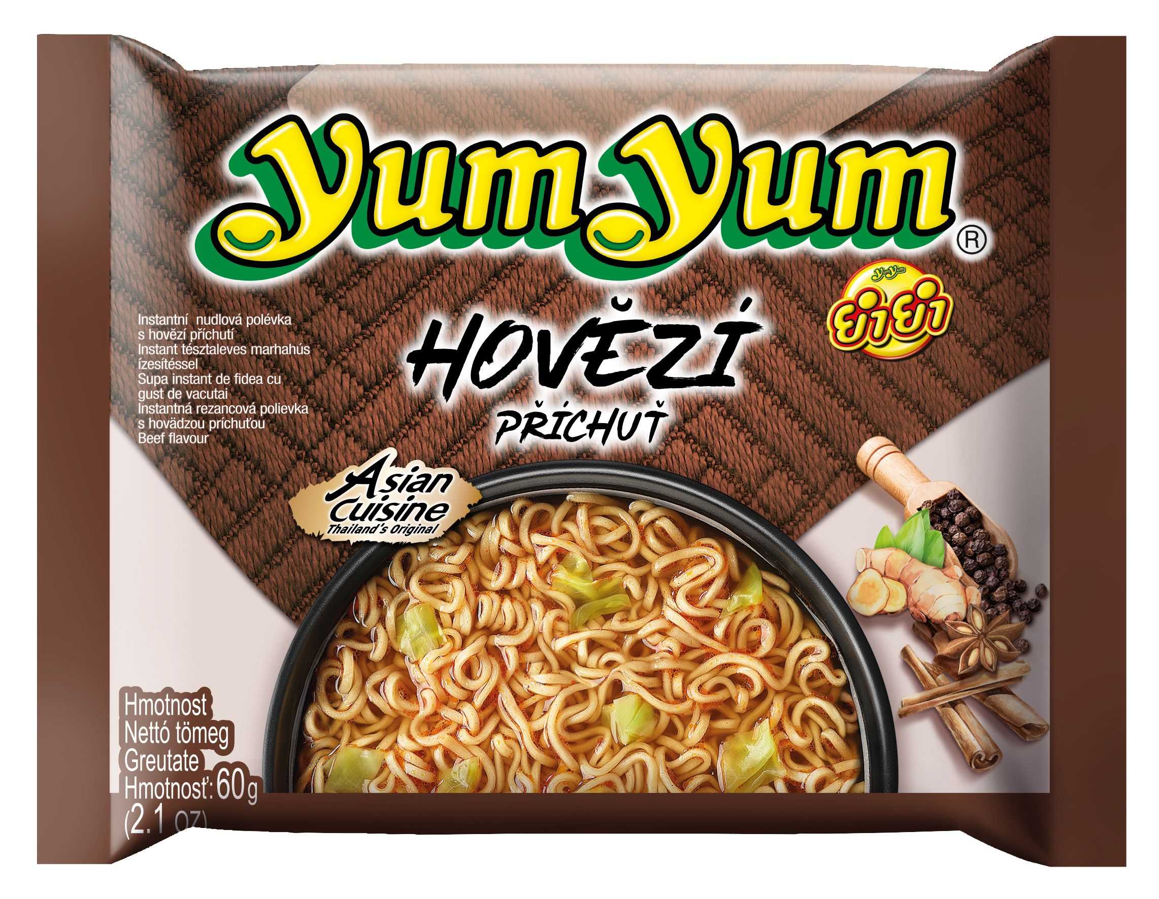 Trvanlivé potraviny - Yum Yum Instantní nudlová polévka s hovězí příchutí 60 g