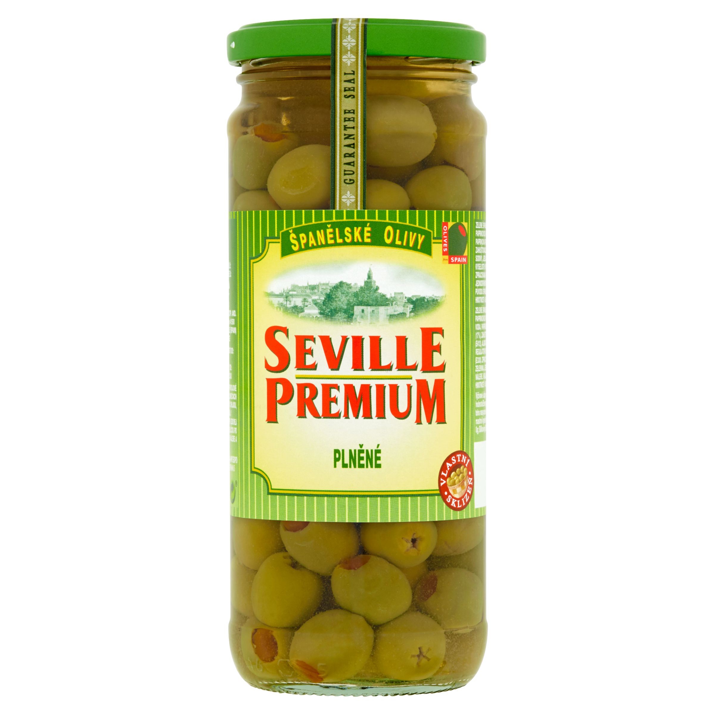 Trvanlivé potraviny - Zelené olivy plněné paprikovou pastou 450 g