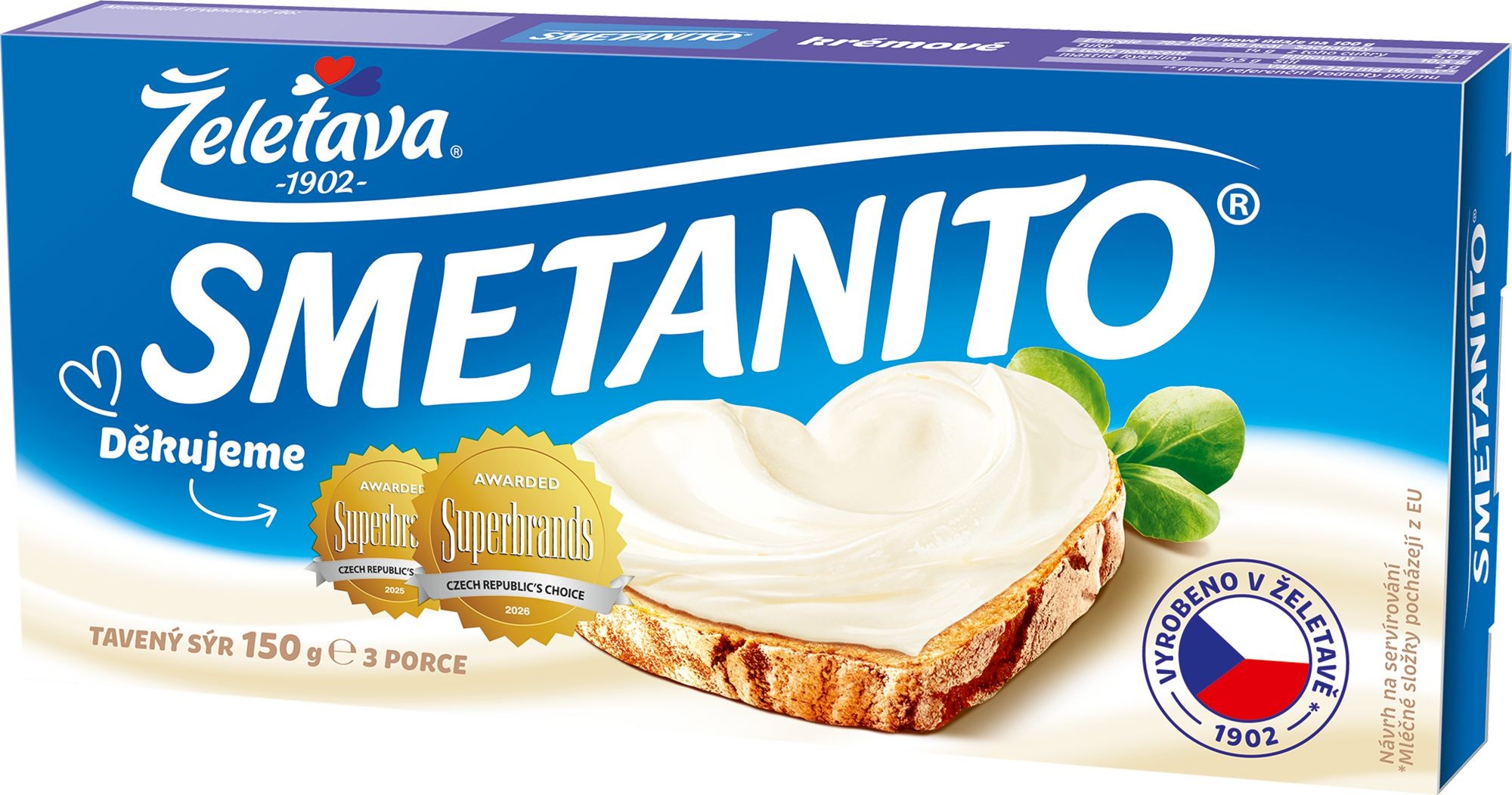 Mléčné a chlazené - Želetava Smetanito Smetanové 3ks 150 g