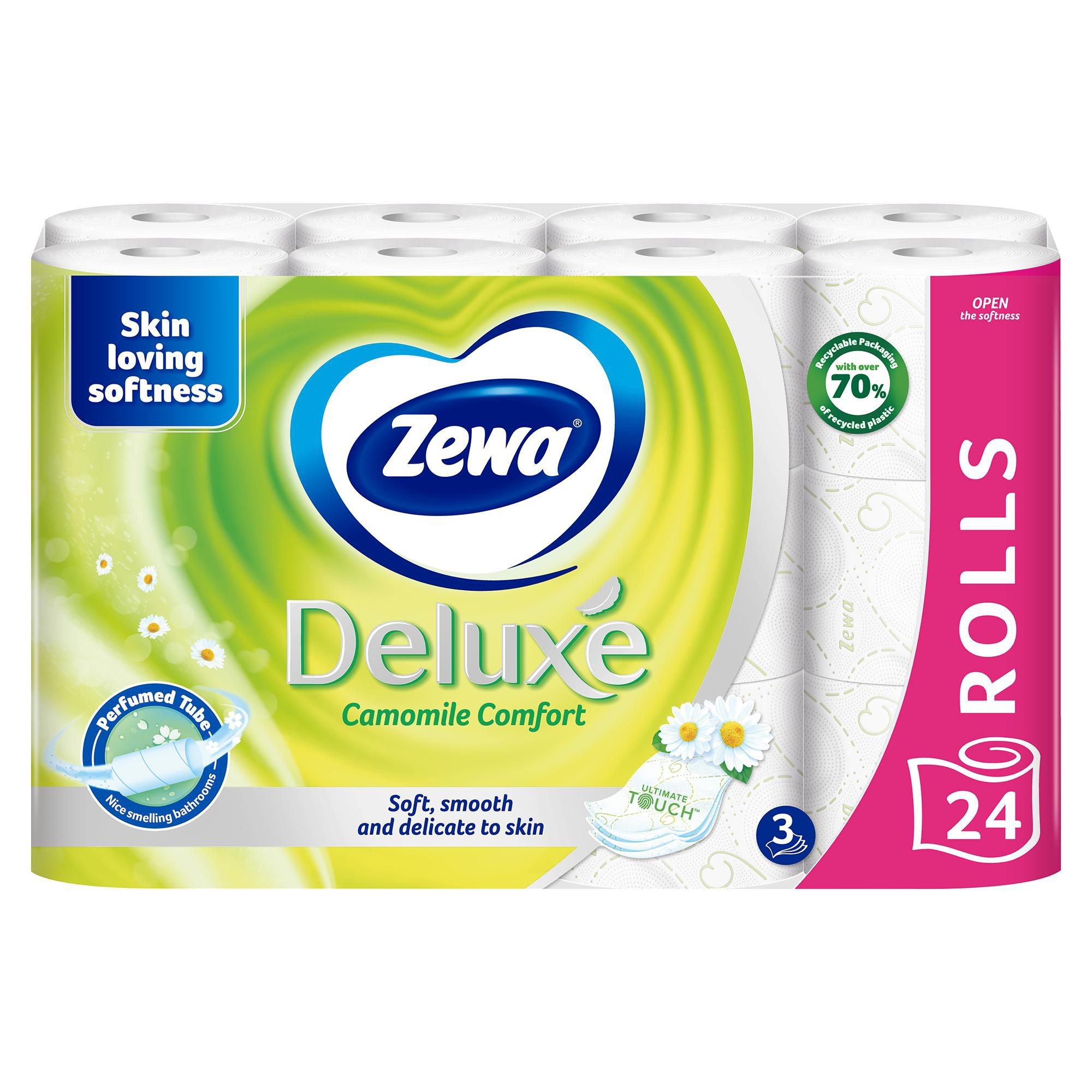 Drogerie a kosmetika - Zewa Deluxe Camomile Comfort toal. papír 3vrstvý 150 útržků 24ks