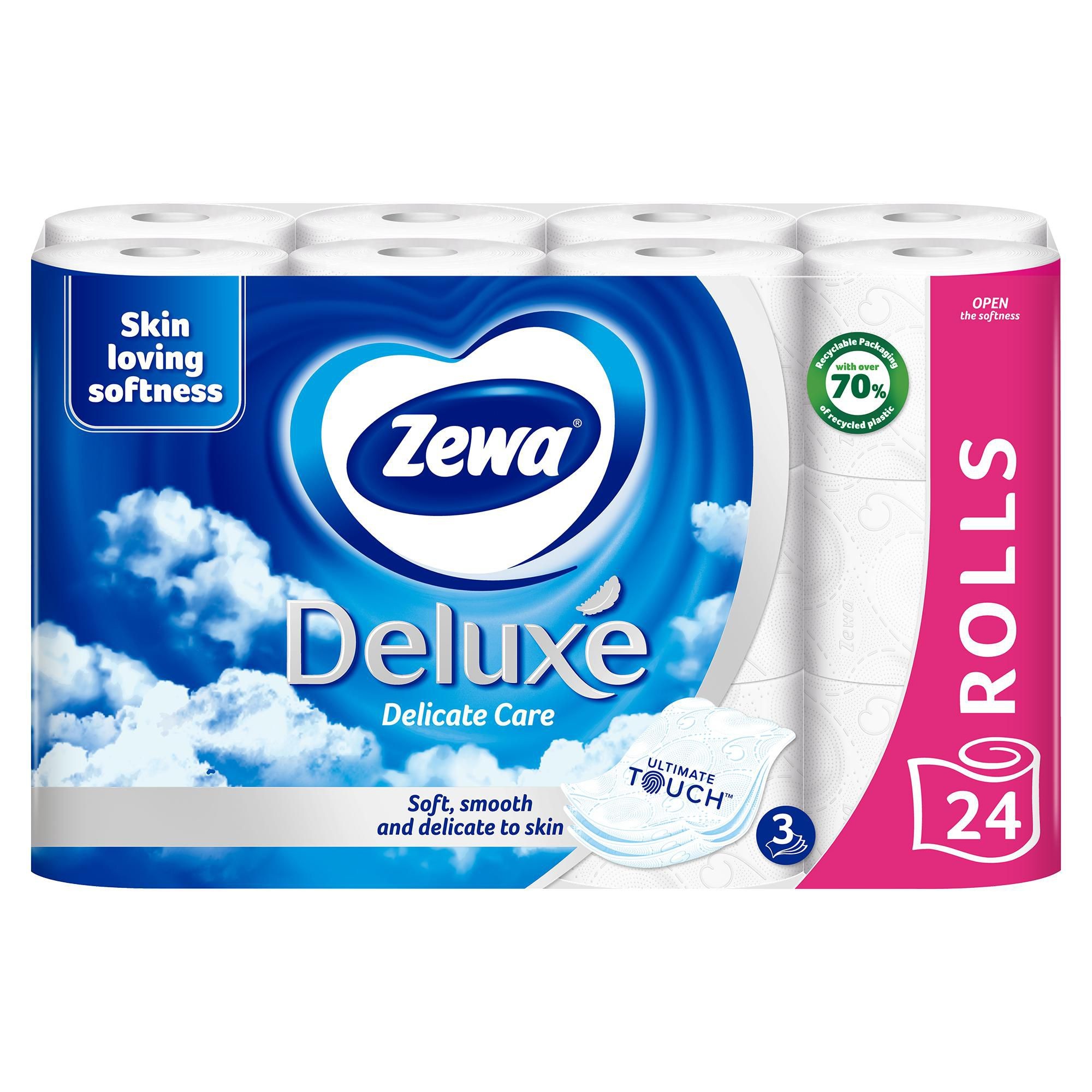 Drogerie a kosmetika - Zewa Deluxe Delicate Care toal. papír 3vrstvý 150 útržků 24ks