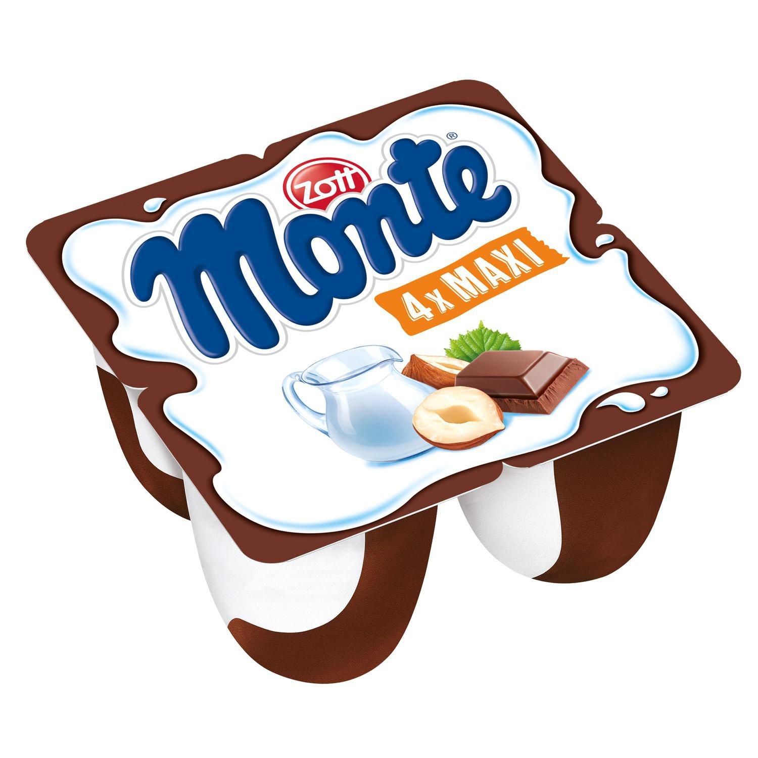 Mléčné a chlazené - Zott Monte Maxi mléčný dezert čokoládový 4x100 g