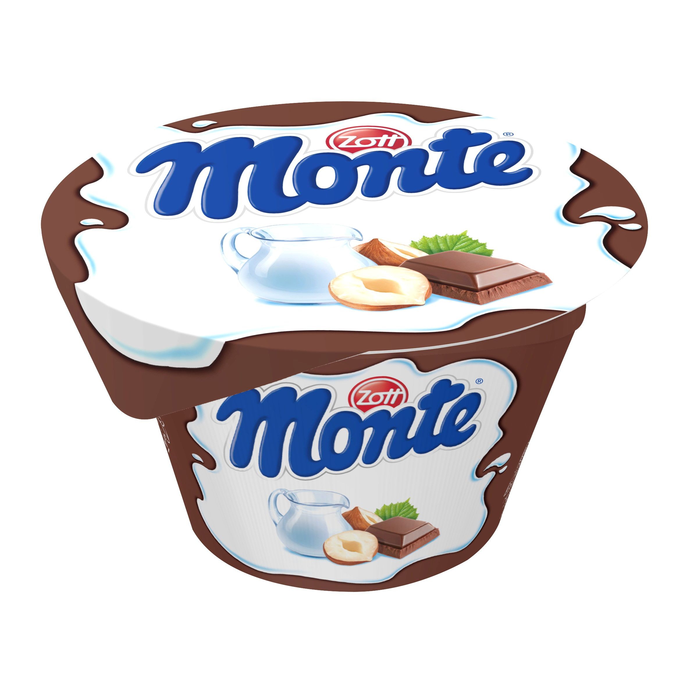 Mléčné a chlazené - Zott Monte Mléčný dezert čokoládový s lískovými oříšky 150 g