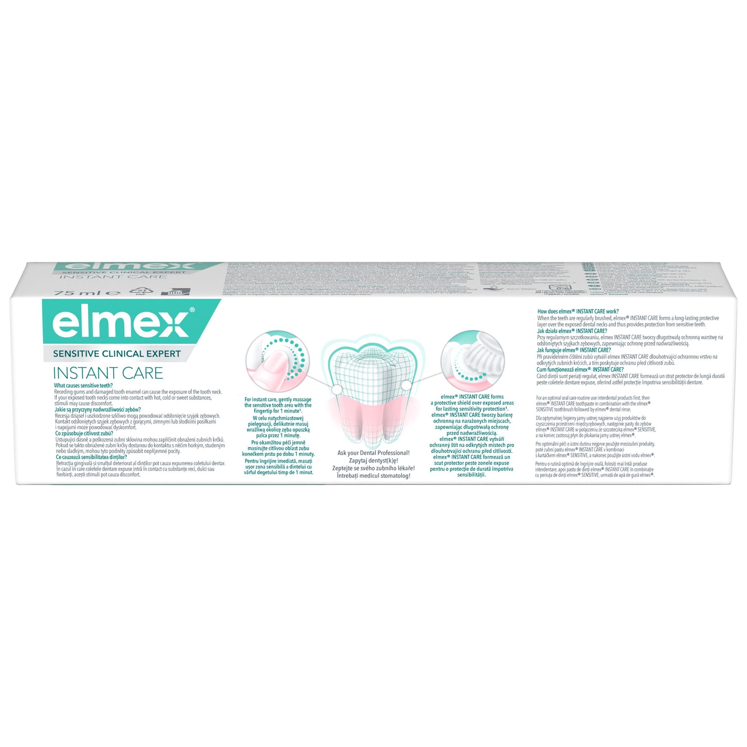 Drogerie a kosmetika - Zubní pasta elmex Sensitive Clinical Expert Instant Care 2v1 75ml
